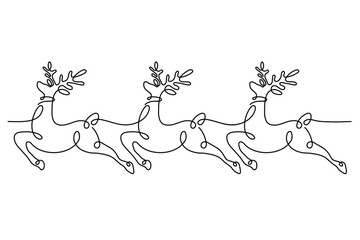 One line drawing design silhouette of reindeer hand drawn minimalism style