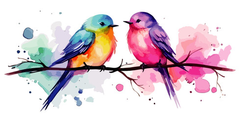 Vögel Wasserfarben Liebe Vogel Valentinstag Verliebt Paar