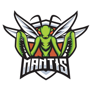 mantis mascot logo e sport gaming concept illustration