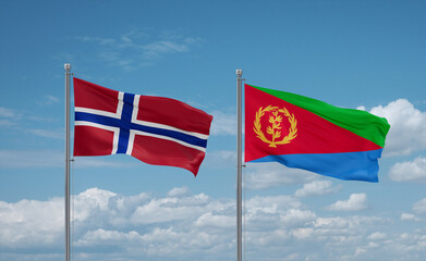 Eritrea and Norway flags, country relationship concept