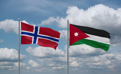 Jordan and Norway flags, country relationship concept
