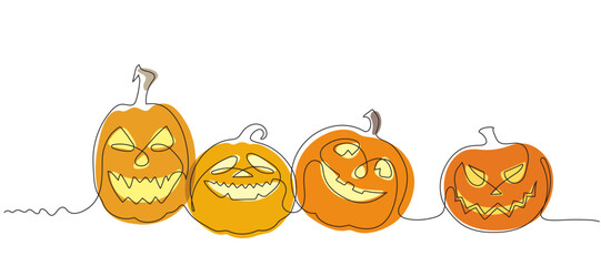 Vector clip art of colored pumpkins in a set for Halloween