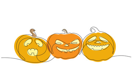 Colored vector three pumpkins in illustration for Halloween