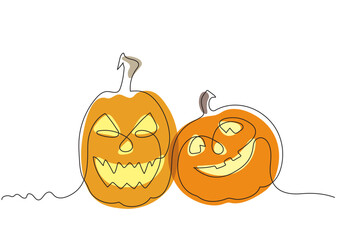 Couple of colored vector pumpkins in minimalism for Halloween