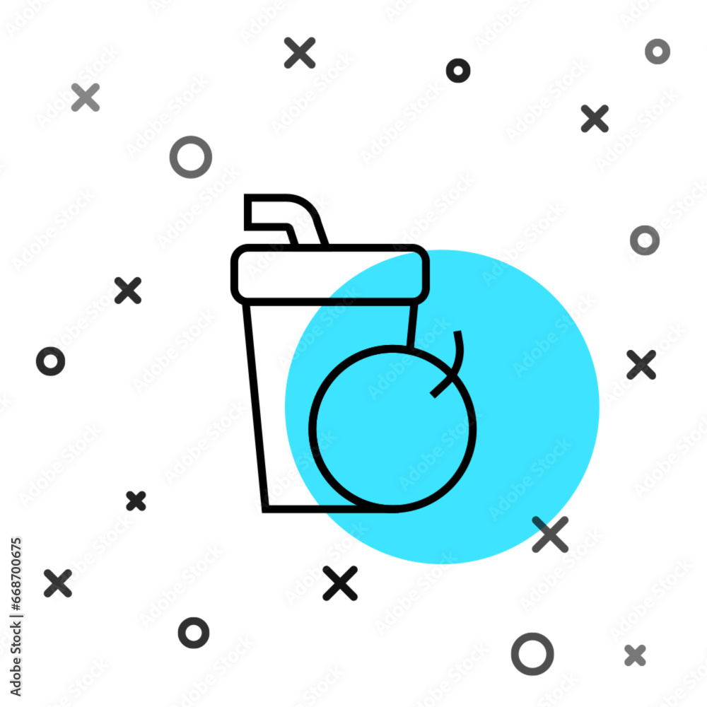 Poster black line fresh smoothie icon isolated on white background. random dynamic shapes. vector