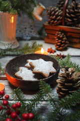 Christmas cinnamon cookies (spice-cake) and New Year's decoration - 668700860