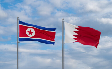 Bahrain and North Korea flags, country relationship concept