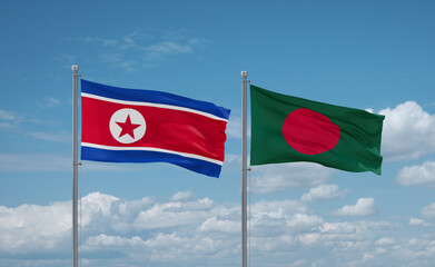 Bangladesh and North Korea flags, country relationship concept