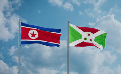 Burundi and North Korea flags, country relationship concept