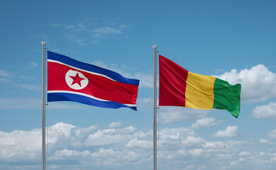 Guinea and North Korea flags, country relationship concept