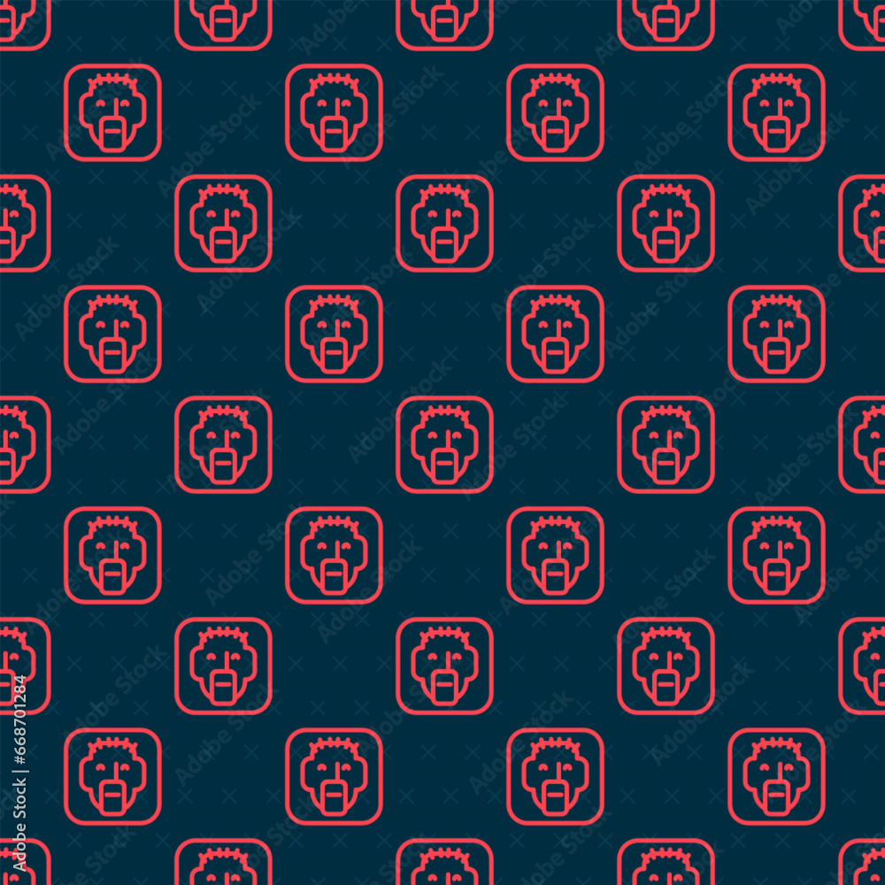 Poster red line rapper icon isolated seamless pattern on black background. vector