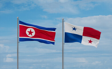 Panama and North Korea flags, country relationship concept
