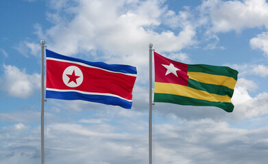 Togo and North Korea flags, country relationship concept