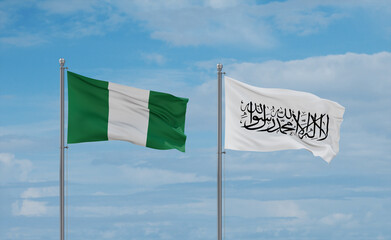 Nigeria and Afghanistan national flags, country relationship concept