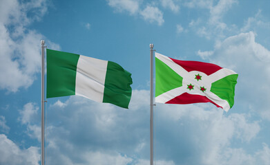 Burundi and Nigeria flags, country relationship concept