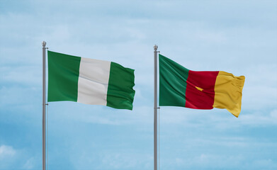Cameroon and Nigeria flags, country relationship concept