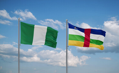 Central African Republic and Nigeria flags, country relationship concept