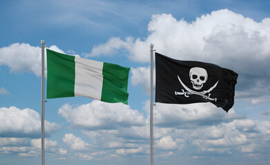Pirate and Nigeria flags, country relationship concept