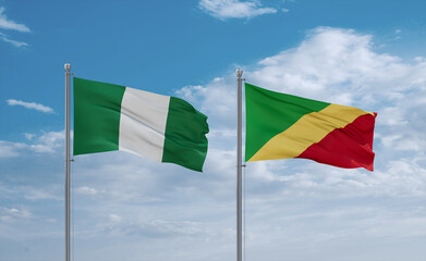 Congo and Nigeria flags, country relationship concept