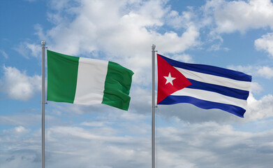 Cuba and Nigeria flags, country relationship concept