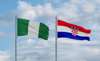 Croatia and Nigeria flags, country relationship concept