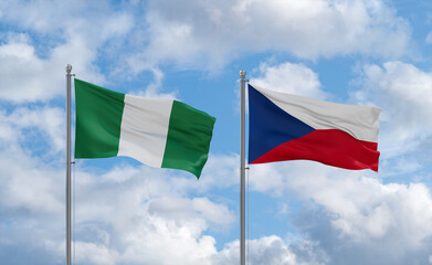 Czech Republic and Nigeria flags, country relationship concept