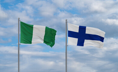 Finland and Nigeria flags, country relationship concept