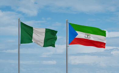 Equatorial Guinea and Nigeria flags, country relationship concept