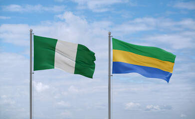 Gabon and Nigeria flags, country relationship concept