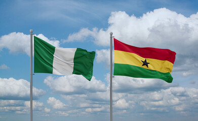 Ghana and Nigeria flags, country relationship concept