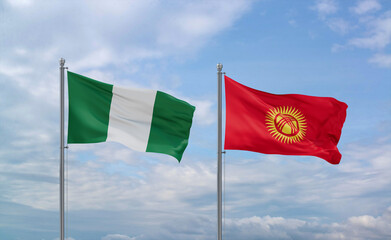 Kyrgyzstan and Nigeria flags, country relationship concept