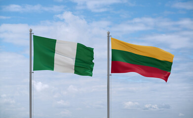 Lithuania and Nigeria flags, country relationship concept