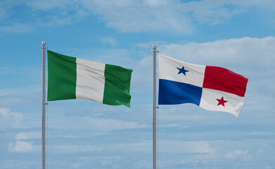 Panama and Nigeria flags, country relationship concept