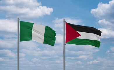 Palestine and Nigeria flags, country relationship concept