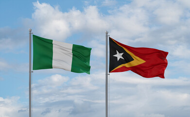 East Timor and Nigeria flags, country relationship concept