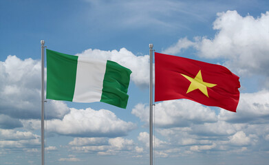 Vietnam and Nigeria flags, country relationship concept