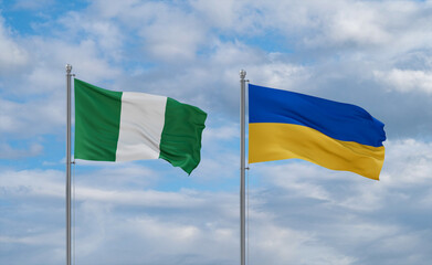 Ukraine and Nigeria flags, country relationship concept