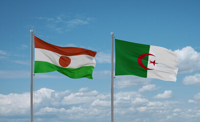 Niger and Algeria national flags, country relationship concept