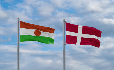 Denmark and Niger flags, country relationship concept