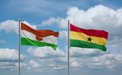 Ghana and Niger flags, country relationship concept