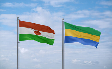 Gabon and Niger flags, country relationship concept