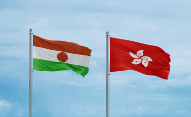 Hong Kong and Niger flags, country relationship concept