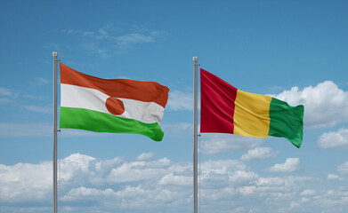 Guinea and Niger flags, country relationship concept