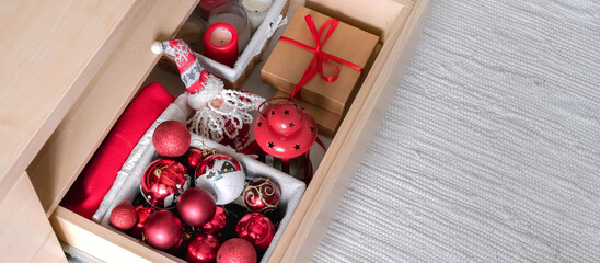 christmas, preparation and storage of gifts, decor, balls, candles,Christmas gift,gift box eco christmas holiday concept, Christmas gift wrapping, decor banner