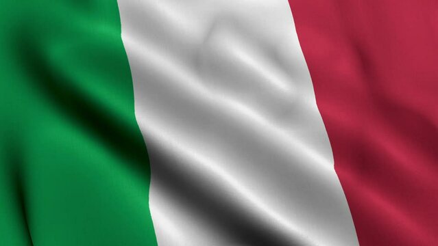 Italy Flag. Waving  Fabric Satin Texture Flag of Italy 3D illustration. Real Texture Flag of the Italian Republic 4K Video