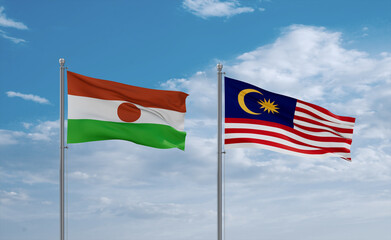 Malaysia and Niger flags, country relationship concept