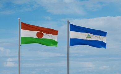 Nicaragua and Niger flags, country relationship concept