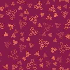 Brown line Business hierarchy organogram chart infographics icon isolated seamless pattern on red background. Corporate organizational structure graphic elements. Vector