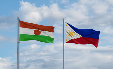 Philippines and Niger flags, country relationship concept