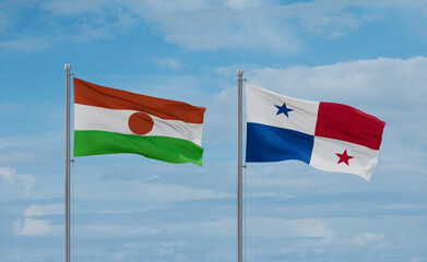 Panama and Niger flags, country relationship concept